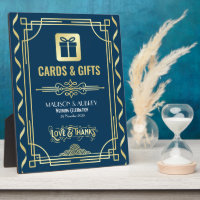 Art Deco Wedding Cards & Gifts Gold Blue Sign