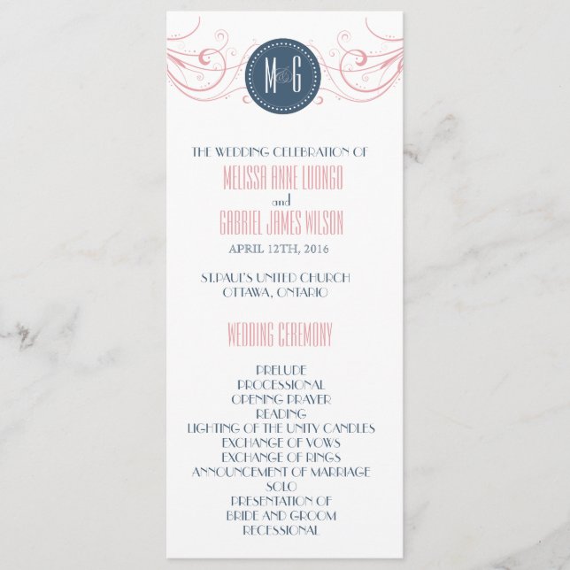 Art Deco Wedding Ceremony Program Programme (Front)