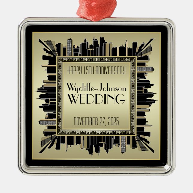 Art Deco Wedding Champagne Gold Gatsby Glamour Metal Tree Decoration (Front)