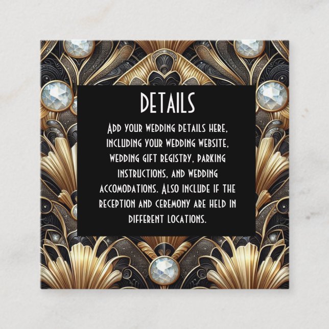 Art Deco Wedding Details Enclosure Cards (Front)