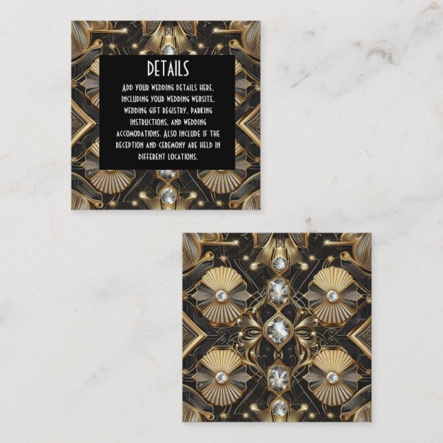 Art Deco Wedding Details Enclosure Cards (Front/Back)
