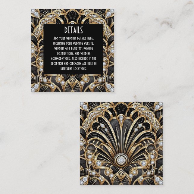 Art Deco Wedding Details Enclosure Cards (Front/Back)