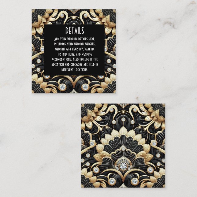 Art Deco Wedding Details Enclosure Cards (Front/Back)