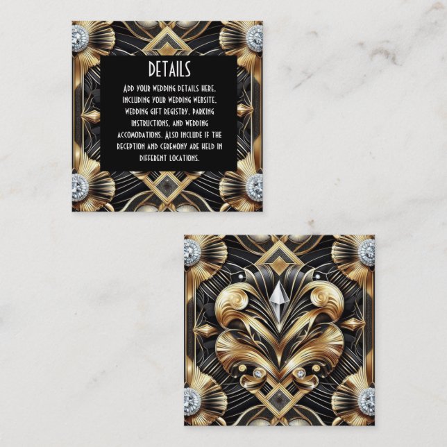 Art Deco Wedding Details Enclosure Cards (Front/Back)