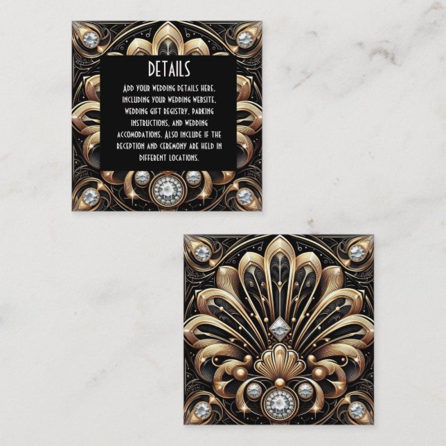 Art Deco Wedding Details Enclosure Cards (Front/Back)