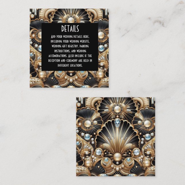 Art Deco Wedding Details Enclosure Cards (Front/Back)