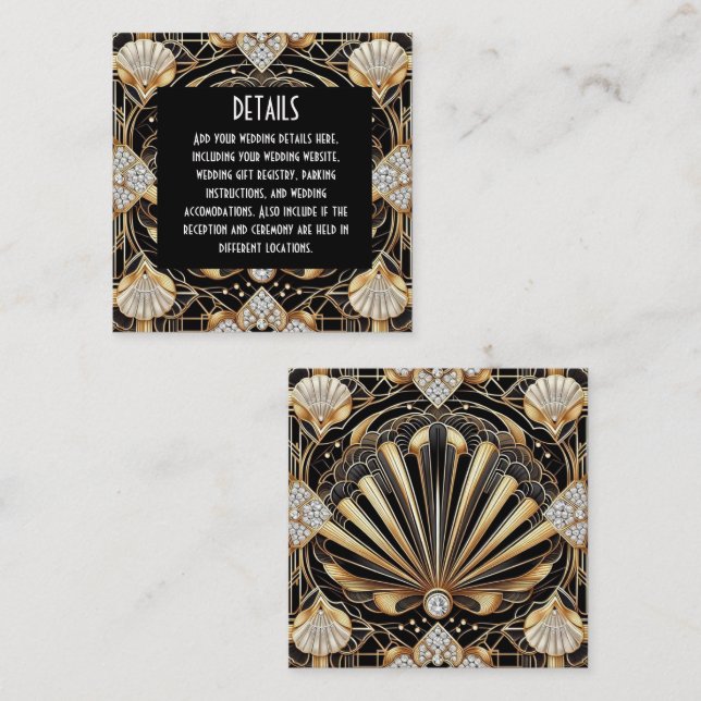Art Deco Wedding Details Enclosure Cards (Front/Back)