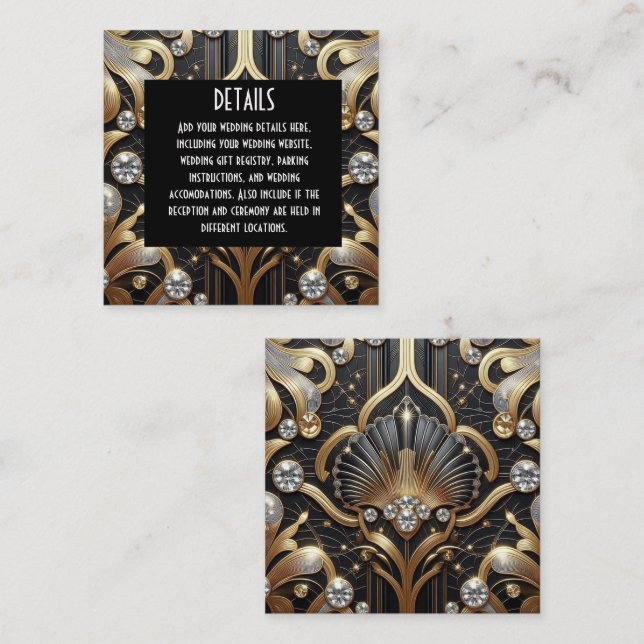 Art Deco Wedding Details Enclosure Cards (Front/Back)
