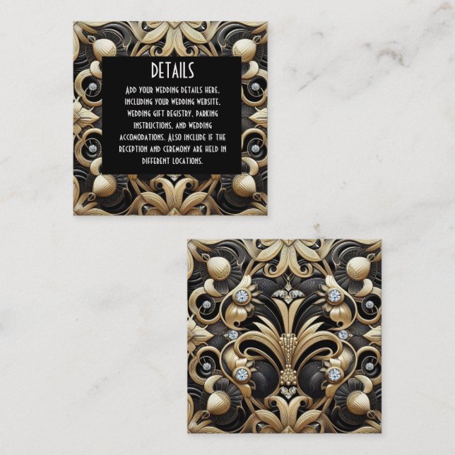 Art Deco Wedding Details Enclosure Cards (Front/Back)