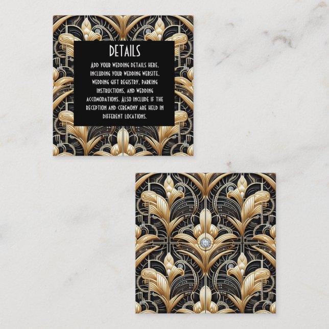 Art Deco Wedding Details Enclosure Cards (Front/Back)