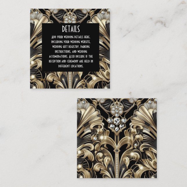 Art Deco Wedding Details Enclosure Cards (Front/Back)