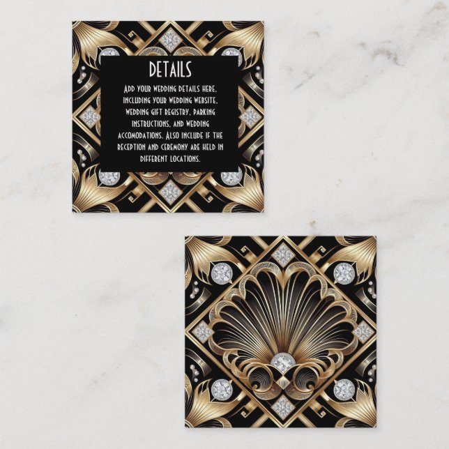 Art Deco Wedding Details Enclosure Cards (Front/Back)
