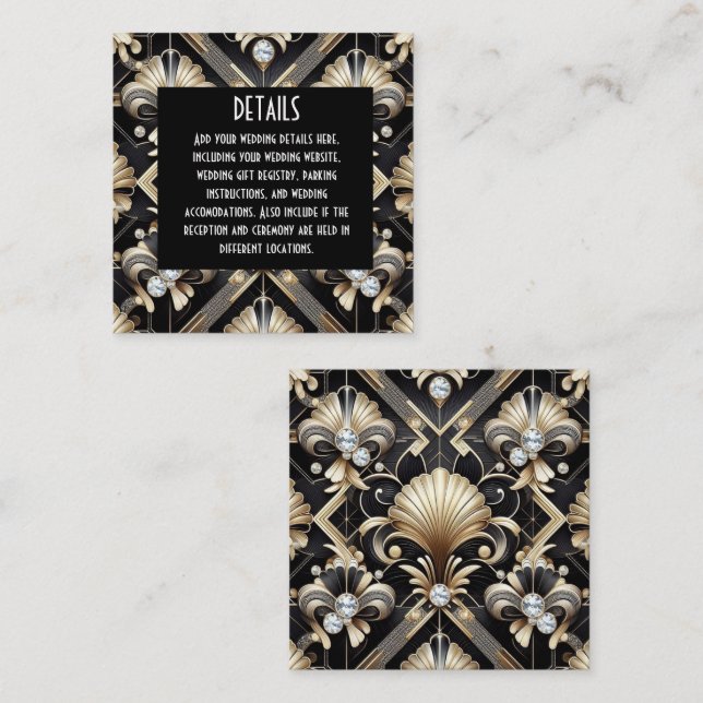 Art Deco Wedding Details Enclosure Cards (Front/Back)