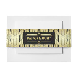 Art Deco Wedding Elegant Gold Black Great Invitation Belly Band