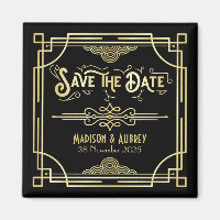 Art Deco Wedding Elegant Gold Black Save the Date