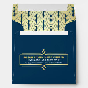 Art Deco Wedding Elegant Gold Blue Great Gatsby Envelope