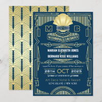 Art Deco Wedding Elegant Gold Blue Great Gatsby