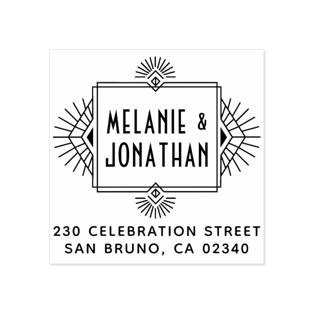 Art Deco Wedding Frame Return Address Rubber Stamp (Imprint)