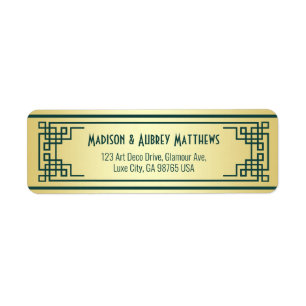 Art Deco Wedding Gold Green Elegant Return Address