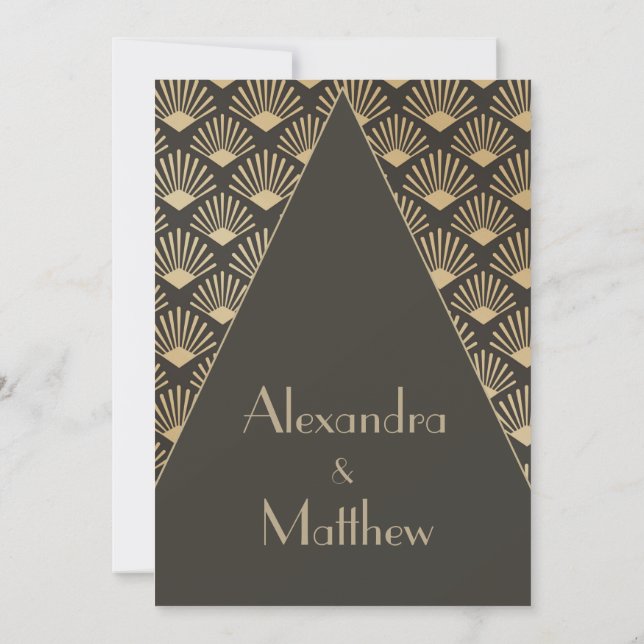 Art Deco Wedding Gold Pattern Roaring Twenties Invitation (Back)