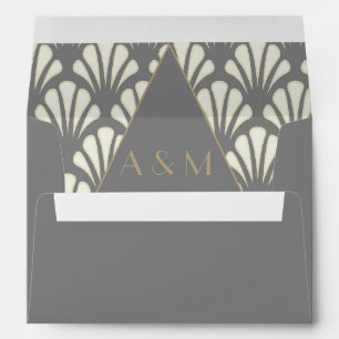 Art Deco Wedding Grey Roaring Twenties  Monogram Envelope