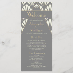 Art Deco Wedding Grey Roaring Twenties Vintage Programme