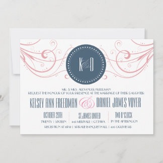 Art Deco Wedding Invitation featuring swirls