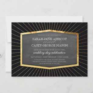 ART DECO WEDDING INVITE gold sunburst chalkboard
