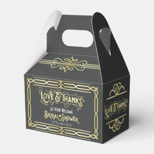 Art Deco Wedding Love & Thanks Gold Blue Favour Favour Box