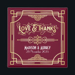 Art Deco Wedding Love & Thanks Gold Burgundy Favou Magnet<br><div class="desc">Create your own unique Art Deco-style, Great Gatsby-inspired design featuring abstract geometric ornaments and pattern in gold with burgundy background. An elegant, classy, gender neutral, all-season design perfect for discerning couples who want something different from the usual feminine, floral, pastel-toned wedding paper suites. Also great for retro-loving couples who appreciate...</div>
