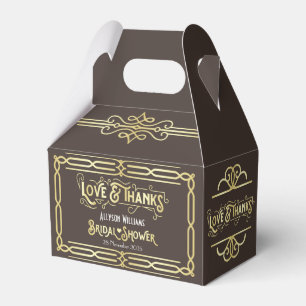 Art Deco Wedding Love & Thanks Gold Chocolate Favour Box