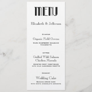 Art Deco Wedding Menu Card