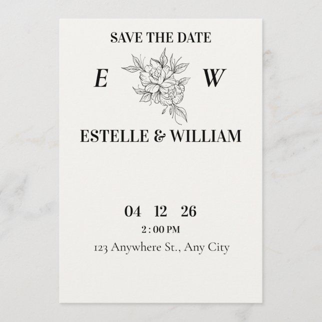 Art Deco Wedding Save the Date Card  (Front)