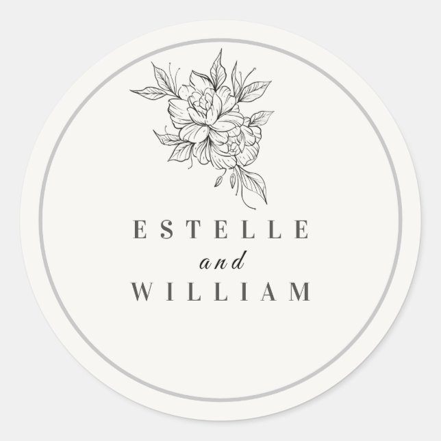 Art Deco Wedding Small Round Sticker | Elegant  (Front)