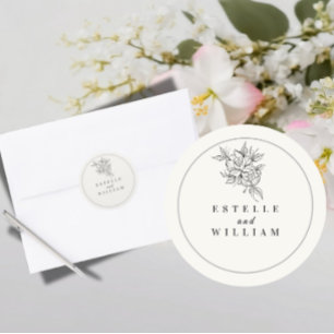 Art Deco Wedding Small Round Sticker Elegant