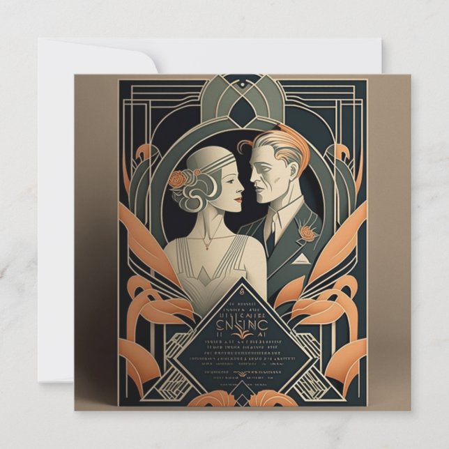 Art Deco wedding theme Card (Front)