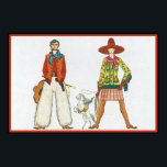 Art Deco Western Couple Poster<br><div class="desc">Customisable Art Deco Original,  Altered Art Poster</div>