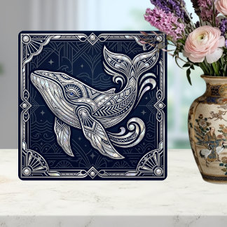 Art Deco Whale Mother of Pearl Nautical Marine Tile