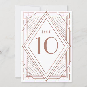 Art Deco White and Rose Gold Table Number Card