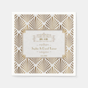 Art Deco White Gatsby 1920s Wedding Napkin