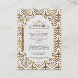 Art Deco White Gold Gatsby 20s Wedding Details Enclosure Card