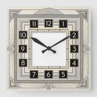Art Deco White Square Wall Clock