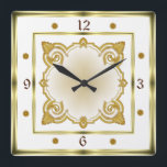 Art Deco White Square Wall Clock<br><div class="desc">Great Art Deco clock design. You will love it like others. Be free to use this design for other product or to customise and add your text. Follow me for more. Thank you. Have a nice day.</div>