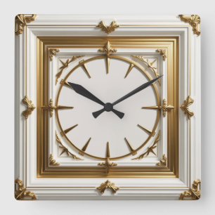 Art Deco White Square Wall Clock