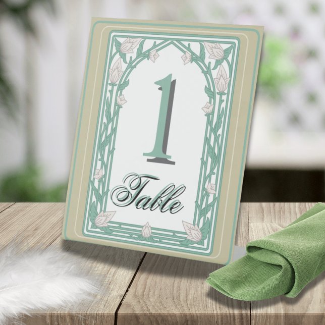 Art Deco William Morris Floral Green Wedding  Pedestal Sign (Creator Uploaded)