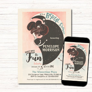 Art Deco Winter Woman Skating Bridal Shower Invitation