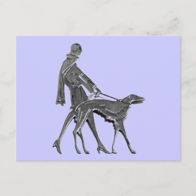 Art Deco Woman and Dog Postcard (Front)