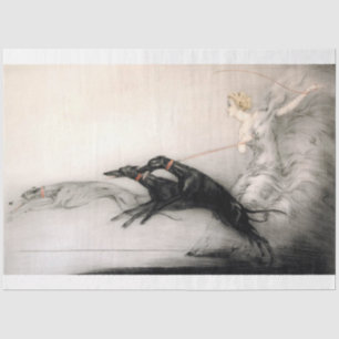 Art Deco Woman and Her Dogs Decoupage Paper