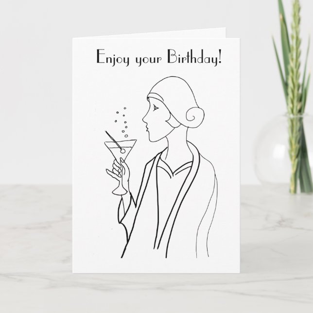 Art Deco Woman Birthday Card (Front)