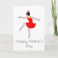 Art Deco Woman Dancer Red Dress Mother's Day